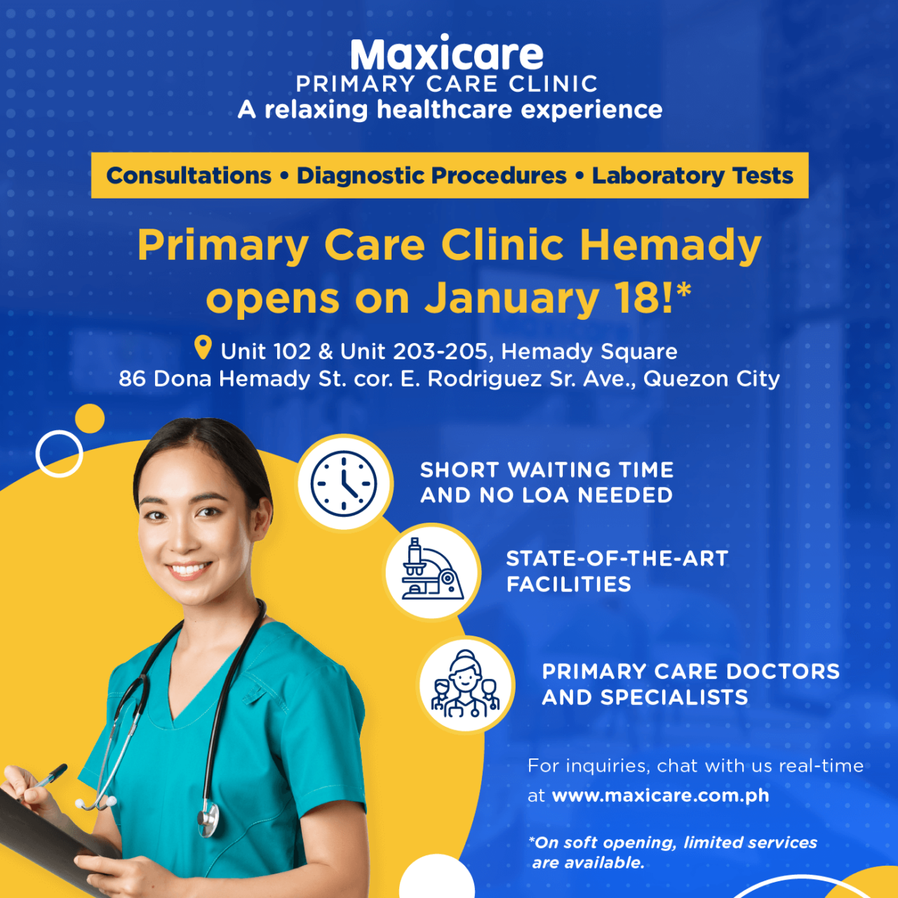 Maxicare PCC Hemady Opening on January 18! Premier Healthcare