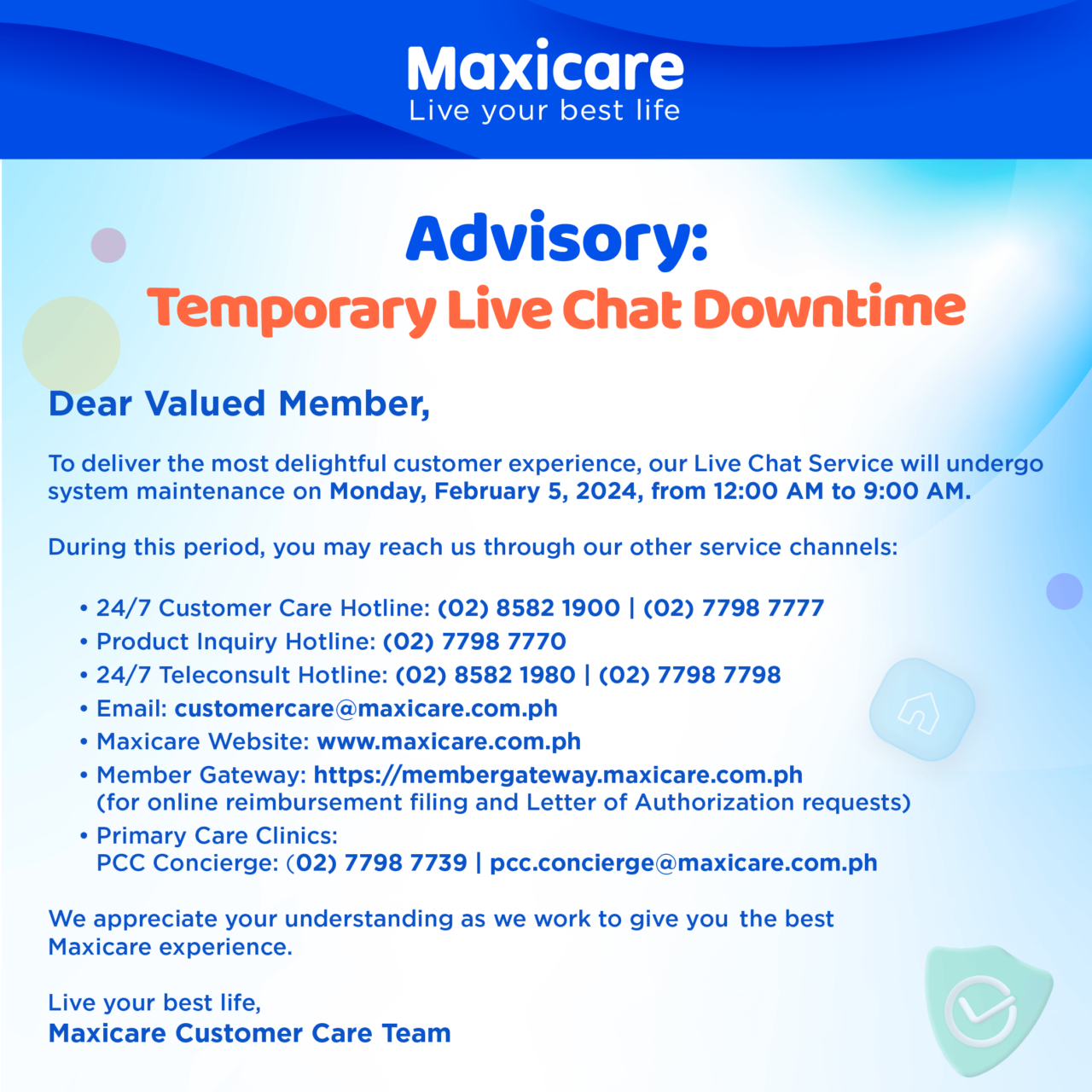 Maxicare Live Chat Downtime on February 5, 2024 Premier Healthcare